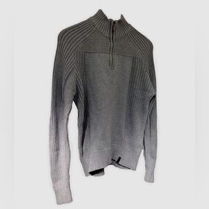 Men's Gray Sweater with Ribbed Detailing
